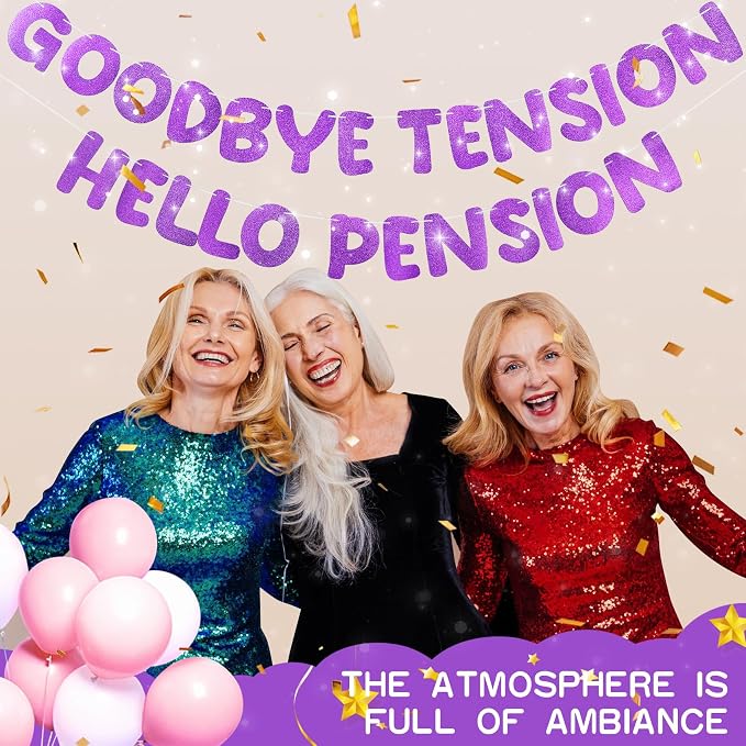 Retirement Banner Pre-Strung Banner Glitter Retirement Party Supplies - Image 5