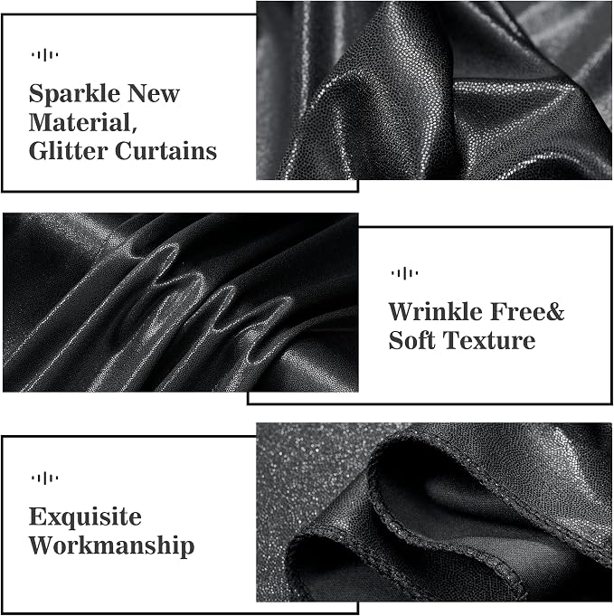 Outpain Thick 20 ft x 10 ft Black Sequin Backdrop Curtain - Image 5