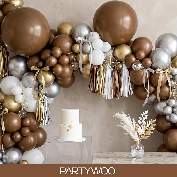 PartyWoo Brown Balloons 155pcs Boho Coffee Tan Fall Color 18 12 10 5 Inch | 18 - Image 8