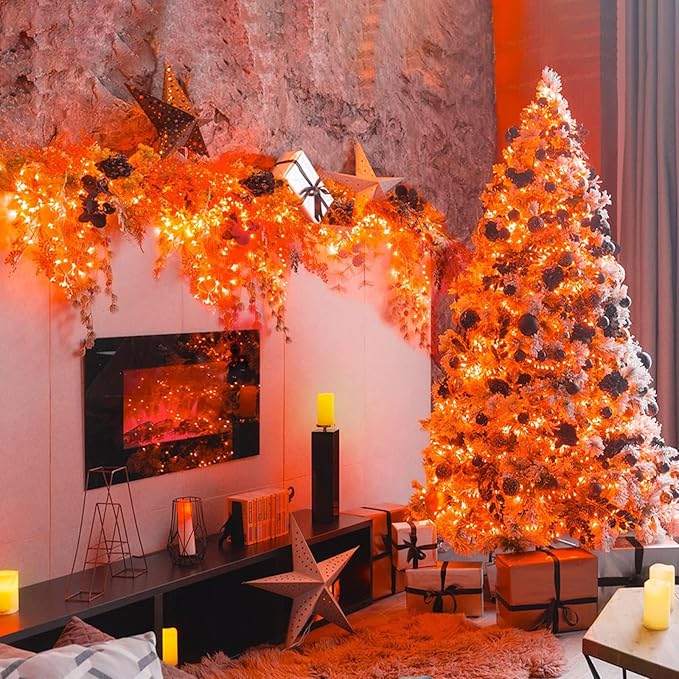 24 Pack LED Fairy Lights Battery Operated 7Ft 20Led Mini String Lights Waterproof Christmas for Mason Jars Bedroom DIY Party Wedding Christmas Decor Orange