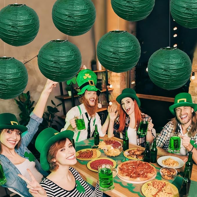 Green Paper Lanterns Hanging Ceiling Chinese Round Lanterns Indoor 12in | - Image 6