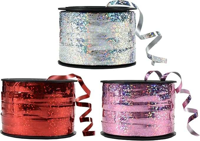 BEISHIDA Red Pink Silver Curling Ribbons Balloon String Ribbons by Beishida