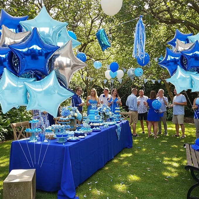 TONIFUL 15 Pcs Star Balloons 18 Inch Large Blue Silver Foil Balloons | Helium - Image 5