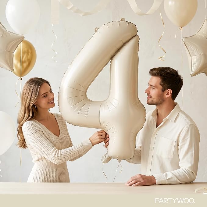 PartyWoo Number Balloons 40 Inch White Number 4 Kit 25pcs - Image 9