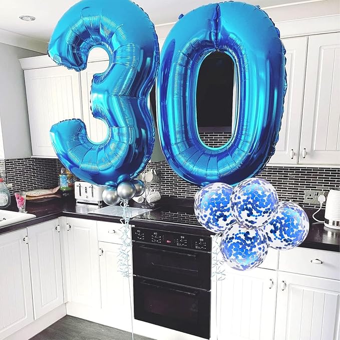 Blue Balloon Number 0, 40 Inch Large Self Inflating Foil Number Balloons 0-9 - Image 6
