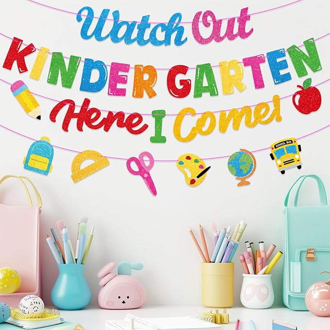 Watch Out Kindergarten Here I Come Banner Decor, First Day of Kindergarten - Image 6