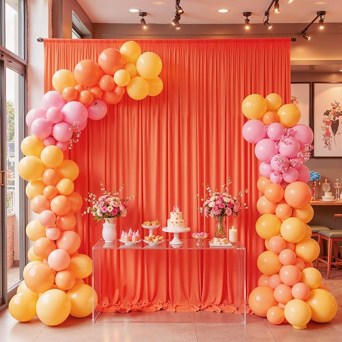 10ftx10ft Wrinkle Free Orange Backdrop Curtains - Image 7