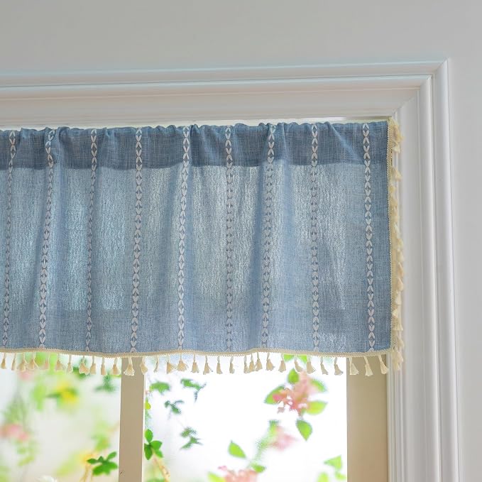 Sutuo Home Boho Farmhouse Curtains Valance 18 Inches Long - Image 3