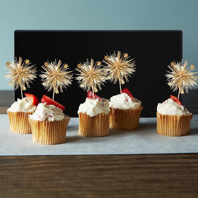 Gyufise 30Pcs Foil Firework Cupcake Toppers Happy Birthday Cake Toppers Sparkle - Image 7