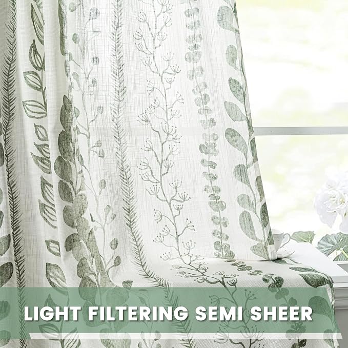Sage Green Curtains 72 Inches Long 2 Panels Boho Curtains - Image 4