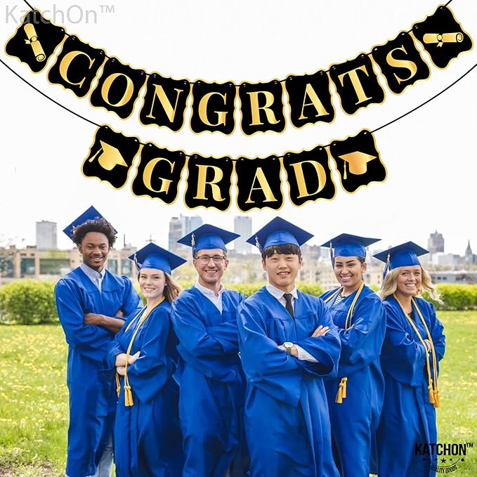 KatchOn Black and Gold Congrats Grad Banner 10 Feet | No DIY, Congratulations - Image 3