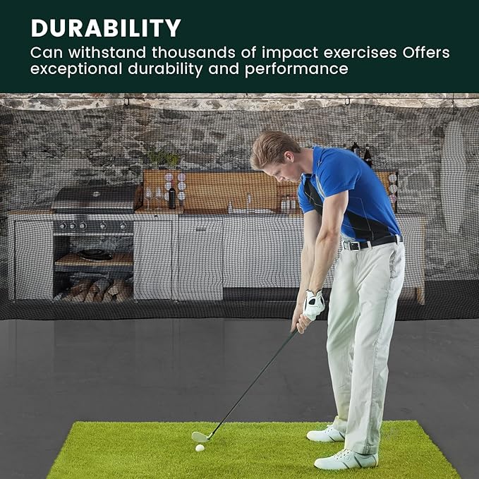 Sports Netting,Golf Practice Net Hitting Net with 33Feet Nylon Rope Also for Baseball, Hockey, Soccer, LAX and More - 10x10ft/10x15ft/10x20ft/10x25ft/10x30ft/10x40ft/10x50ft