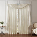 Athena Faux Silk Window Curtain and Scarf Set, Ivory by ElreneHomeFashions
