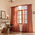YJ YANJUN Boho Lace Sheer Curtains, Burnt Orange Terracotta, 59x96 inches | 2 by YJYANJUN