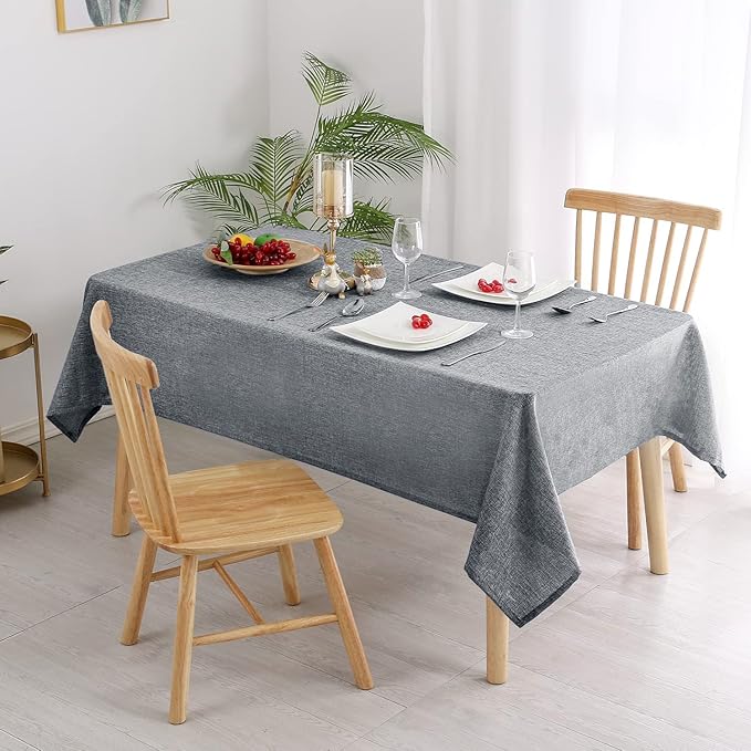 Hiasan Faux Linen Square Tablecloth - Wrinkle and Stain Resistant Washable Table Cloth for Kitchen Dining Room Holiday Table Cover for Party Dinner, Grey, 30 x 30 Inch
