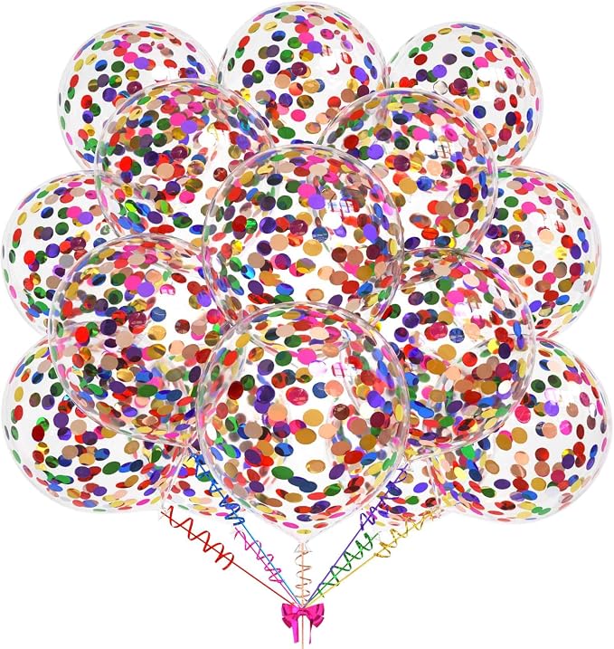 50pcs Multicolor Foil Confetti Balloons, 12 inch Latex Balloon by KALOR