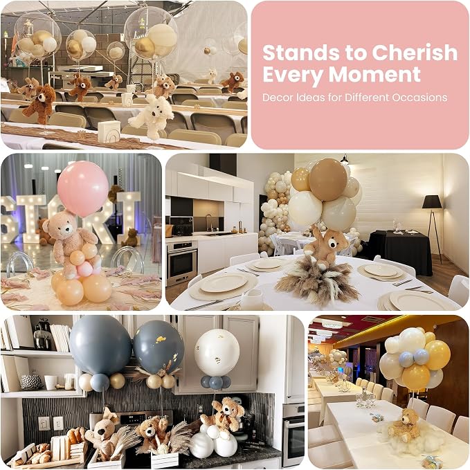 YALLOVE 4-Pack Clear Acrylic Balloon Centerpiece Stands | Up to 23.6-Inch - Image 6