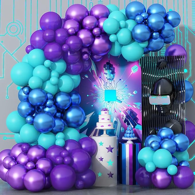 Black Purple Blue Balloons Garland Arch Kit, Metallic Blue Purple Teal Black by Togvu