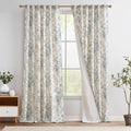 jinchan Blue Floral Linen Curtains Lined 96 Inch Vintage Back Tab 2 Panels | by JINCHAN