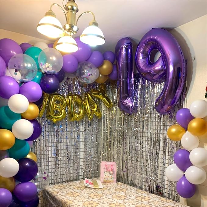 80th Birthday Balloons Purple for Women, 40 Inch Giant Purple Mylar Foil Number - Image 4