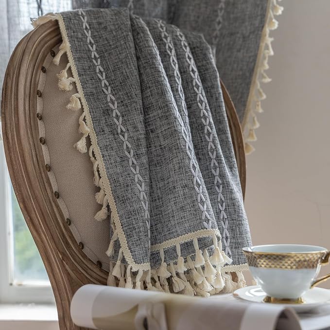 Sutuo Home Boho Curtains for Bedroom Living Room, Semi Blackout Privacy Linen - Image 5