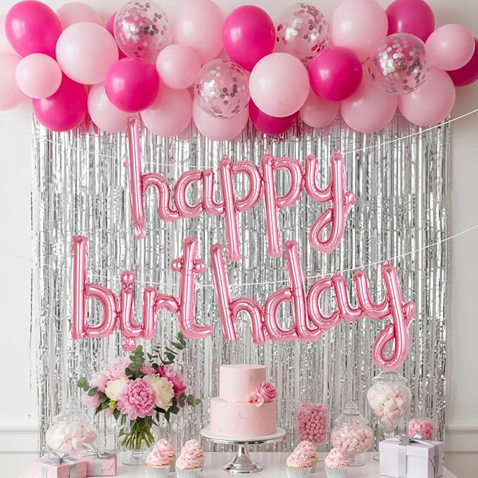 Happy Birthday Balloons Banner Foil Letters Balloons Connected, Personalized - Image 4