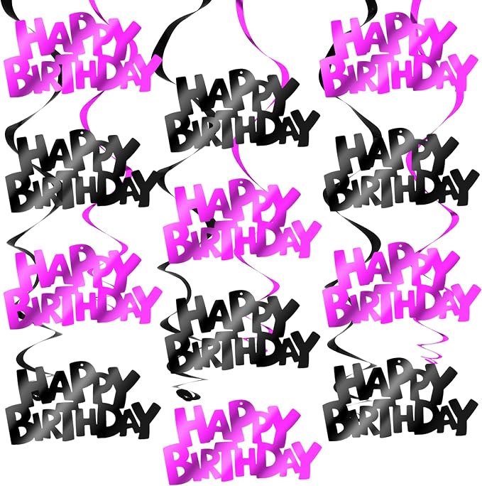 BEISHIDA 12 Pcs Happy Birthday Hanging Swirl Decorations, Halloween Birthday by Beishida