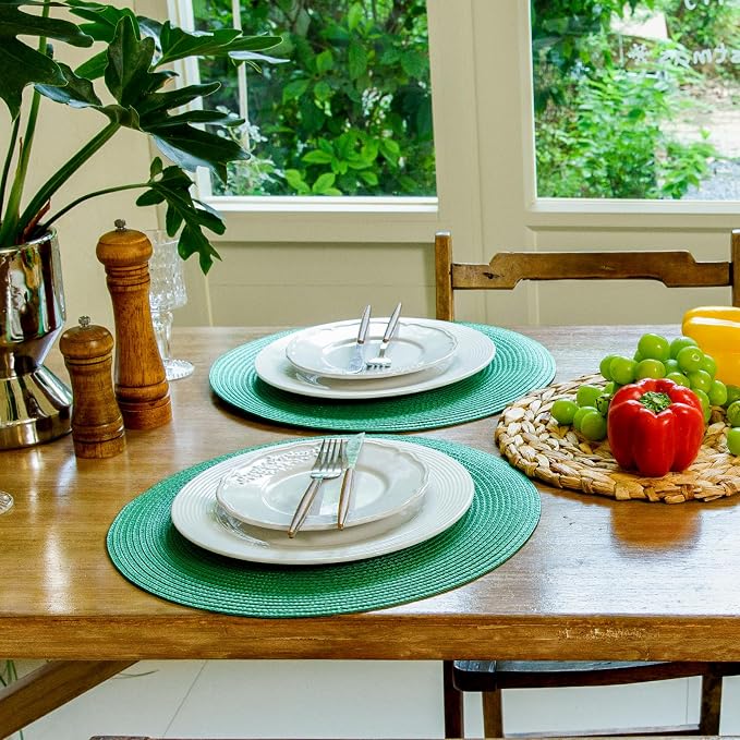 FunWheat Round Braided Placemats Set of 6 Table Mats - Image 4
