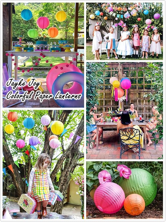 16pcs Mixed Size Colorful Paper Lanterns - Image 5