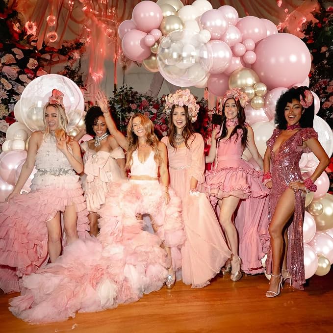 Dusty Pink Balloons, 12 Inch Double Stuffed Blush Pale Light Pink and Pearl - Image 5