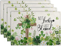 St Patricks Placemats Set of 4 St. Patrick's Day Cross Shamrocks Clover Linen by Wnoesat