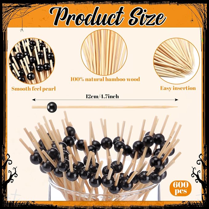 Reallnaive 600 Pcs Cocktail Pick Pearl Fancy Toothpick - Image 2
