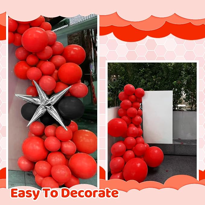 200 Pieces Red Balloon Garland Arch Kit Red Latex Balloons Different Sizes - Image 3