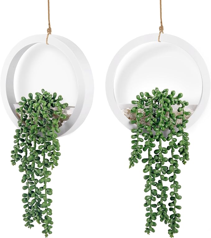 Der Rose 2 Pack 15" Artificial Hanging Plants in White Pots by DerRose