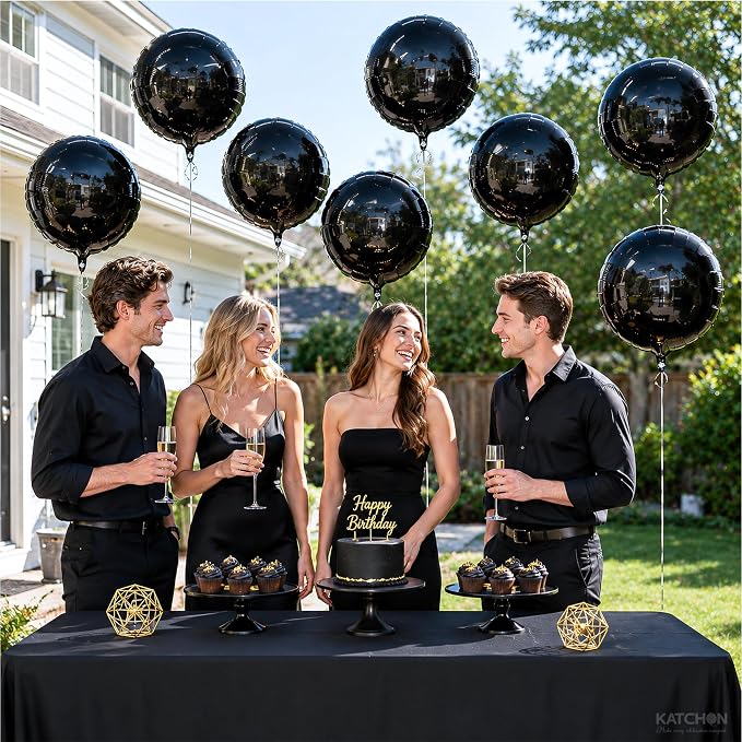 KatchOn, Huge Black Mylar Round Foil Balloons, 22 Inch - Image 8