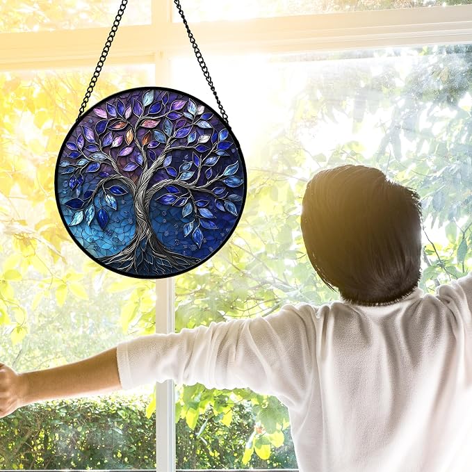 DASTOLL Stained Glass Window Hanging, and Mom 11.8x11.8 in - Image 4
