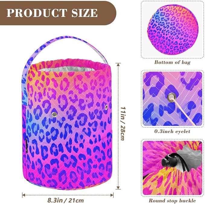 Gradient Leopard Print 01 Yarn Bag Small Crochet Bag Drawstring Yarn Storage - Image 3