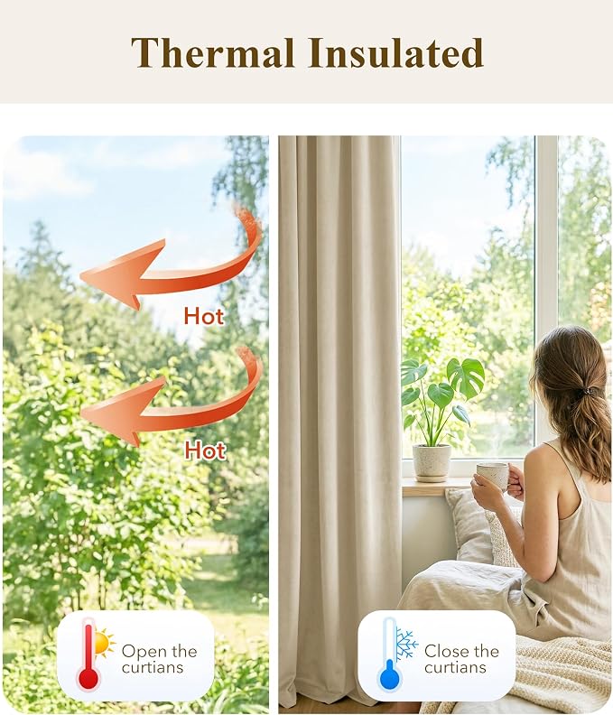 Beige Velvet Drapes Extra Long Privacy - Image 6