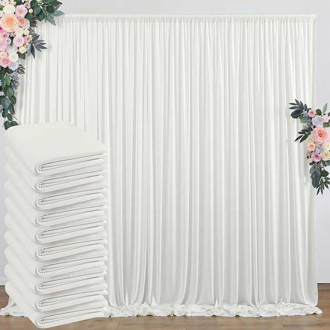 50 ft x 10 ft Wrinkle Free Ivory Backdrop Curtain by Outpain