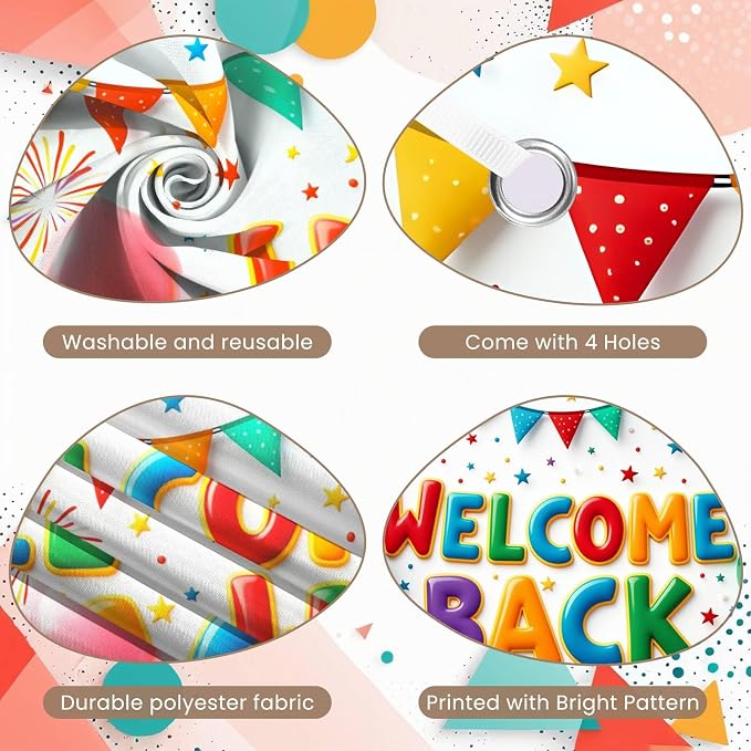 Welcome Back Banner Decorations Colorful Balloons Stars Welcome Home Background - Image 7