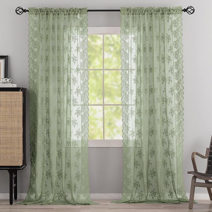 Kotile Sage Green Sheer Curtains - Image 7