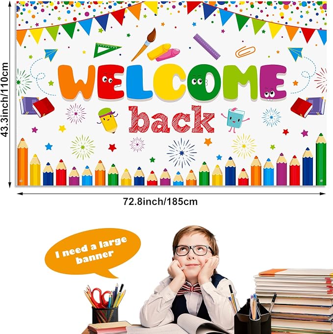 Tatuo Welcome Back to School Banner First Day of School Backdrop Banner Large - Image 2