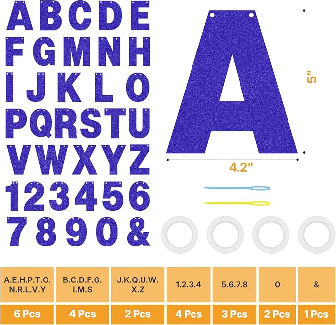146 PCS DIY Glitter Letter Banner Kit, A-Z Letters & Numbers, Graduation - Image 2