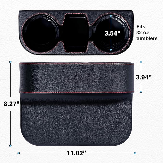 Car Cup Holder, PU Leather, Car Seat Gap Filler Organizer, Front Seat Organizer - Image 7