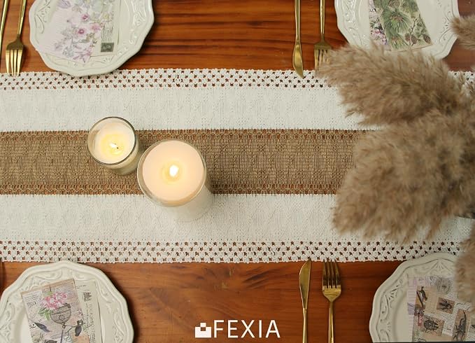 FEXIA Boho Table Runner for Fall Home Decor 12x72 Rustic - Image 6