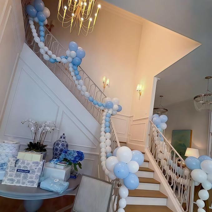 100PCS Blue and White Link Balloons, Baby Light Blue White Linking Balloons - Image 6