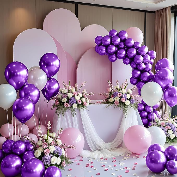 Metallic Purple Balloons 100 Pack 12 Inch Extra Thick Latex Party Balloon - Image 4