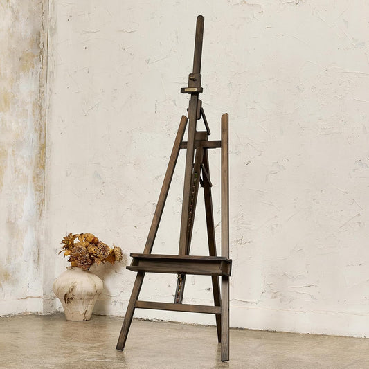 Studio Art Easel, Solid Beech Wood Artist Easel, Hold Canvas up to 48”, Adjustable A-Frame Lyre Style Painting Easel Stand with Storage Tray, Gray