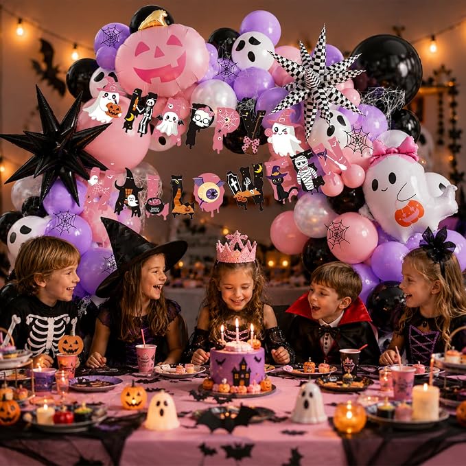 Tesochye 152pcs Halloween Balloon Garland Arch Kit, Happy Halloween Banner | - Image 4