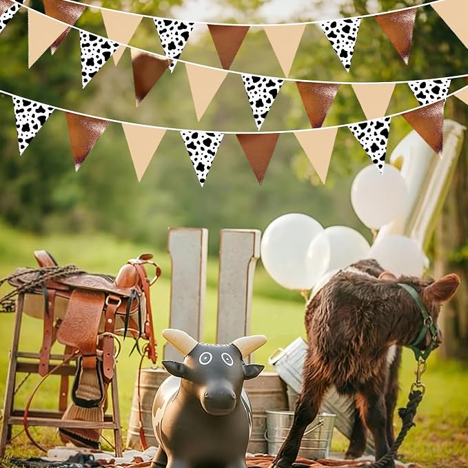 32Ft Cow Party Decorations Western Cowboy Triangle Flag Fabric Banner Pennant - Image 4